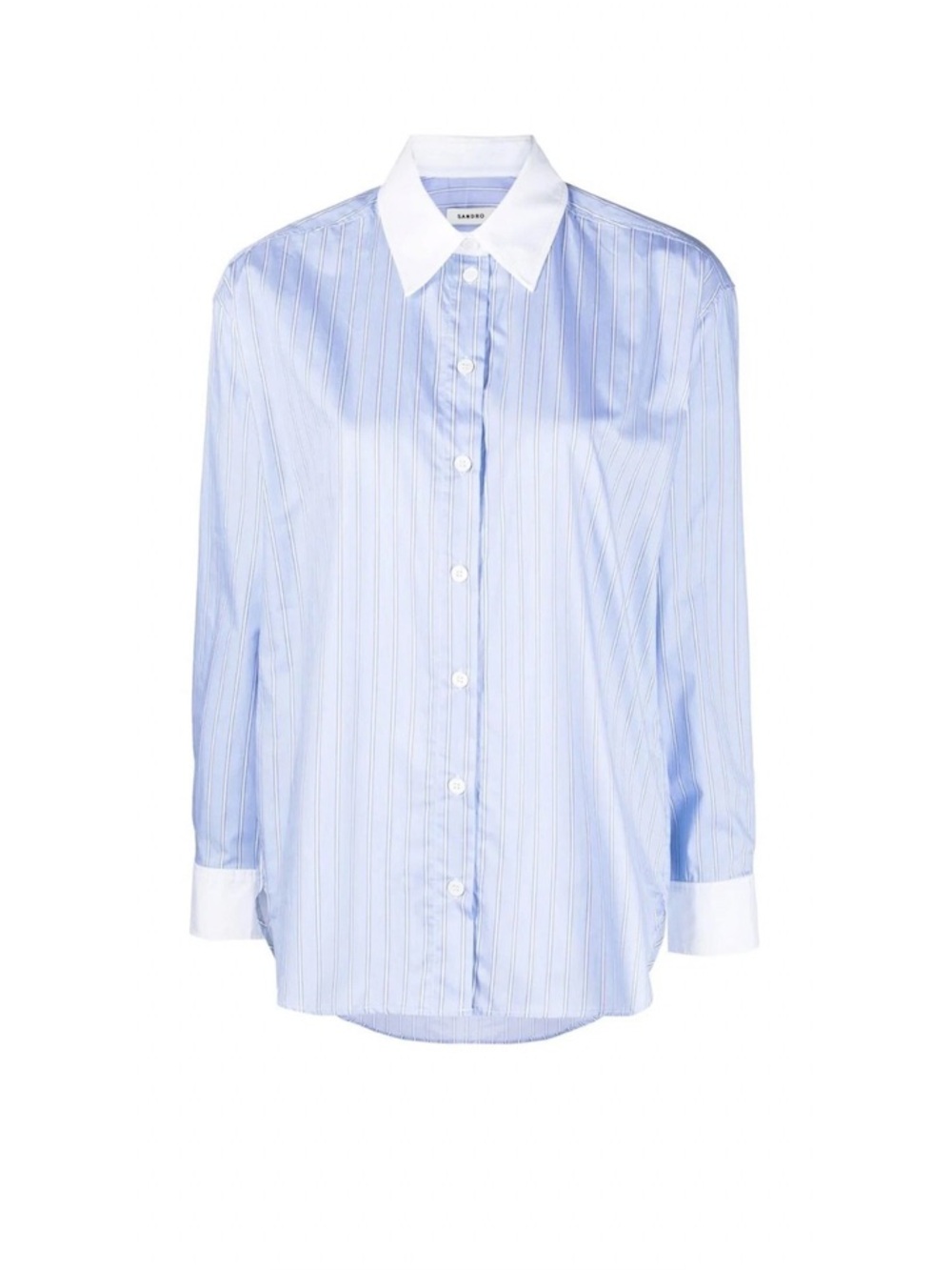 Sandro Roxette Cotton Poplin Contrast Collar Cuff “Banker” Shirt US Sz 1 US S